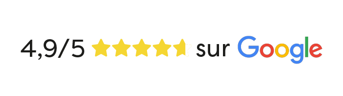 4,9 étoiles sur Google